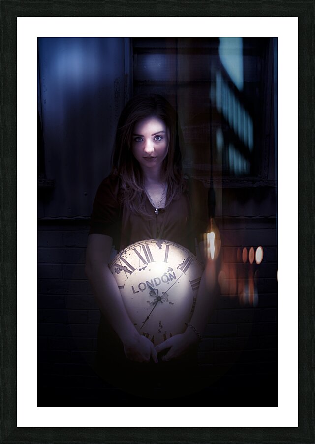 Clock Held By Woman Picture Frame print