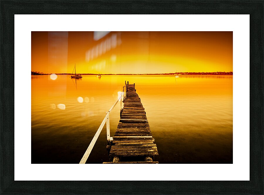 Rickety pier sunset Picture Frame print
