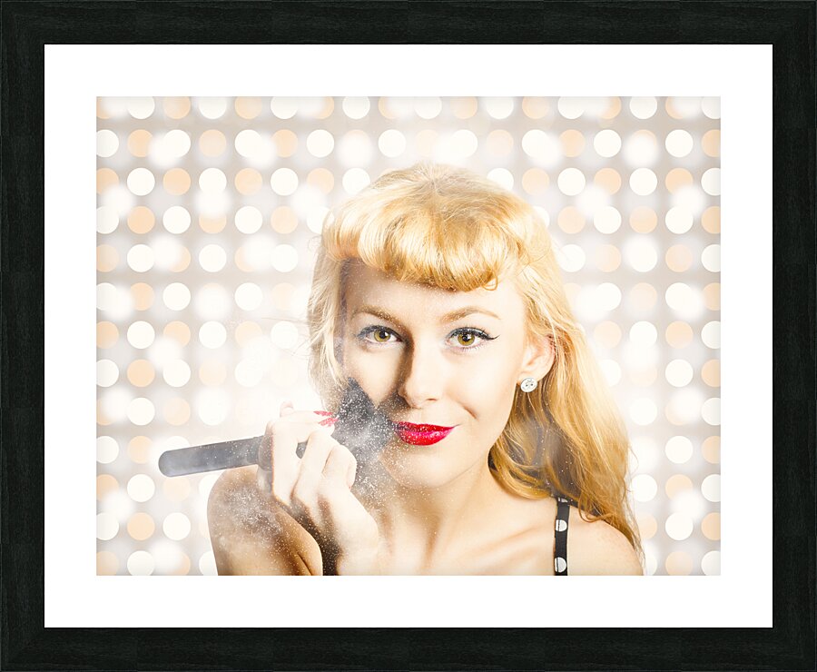 Cosmetics makeover pin up Picture Frame print