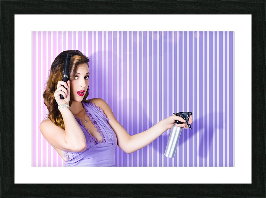 Surprised Pinup Woman With Beauty Salon Hair Style Picture Frame print