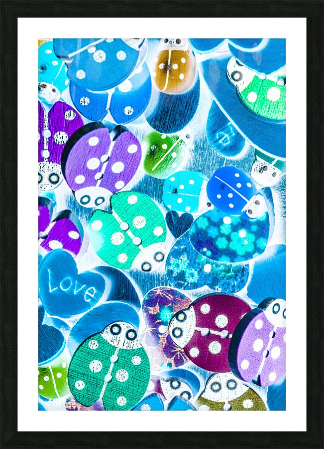 Love leaves and ladybeetles Picture Frame print