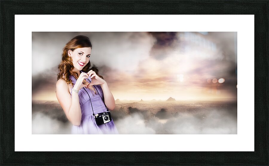 Camera Woman In Love With Taking Landscape Photos  Picture Frame print