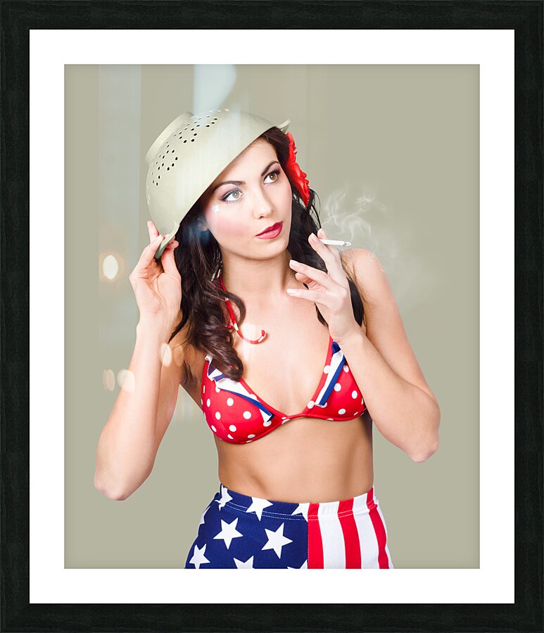 Smoking hot American military pin-up girl Picture Frame print