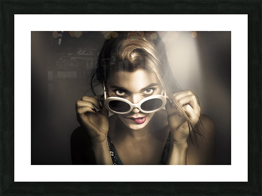 Dark fashion pinup model Picture Frame print