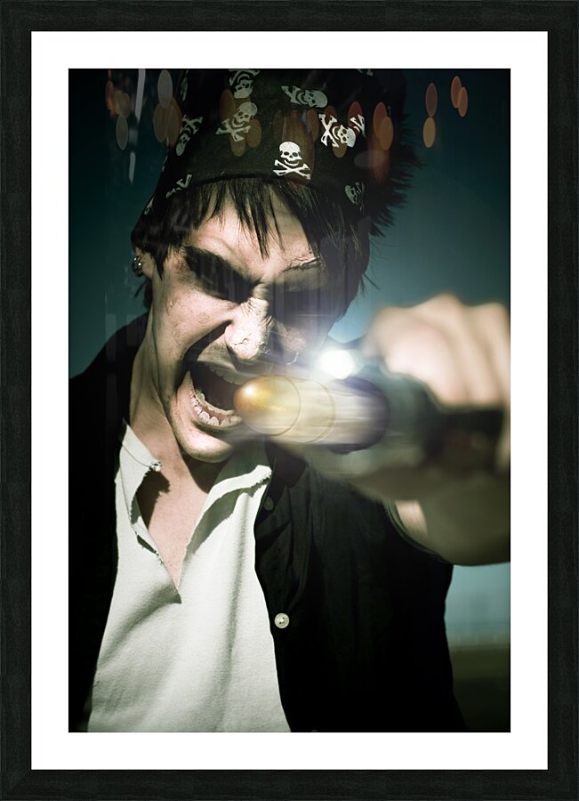 Man With Gun Picture Frame print