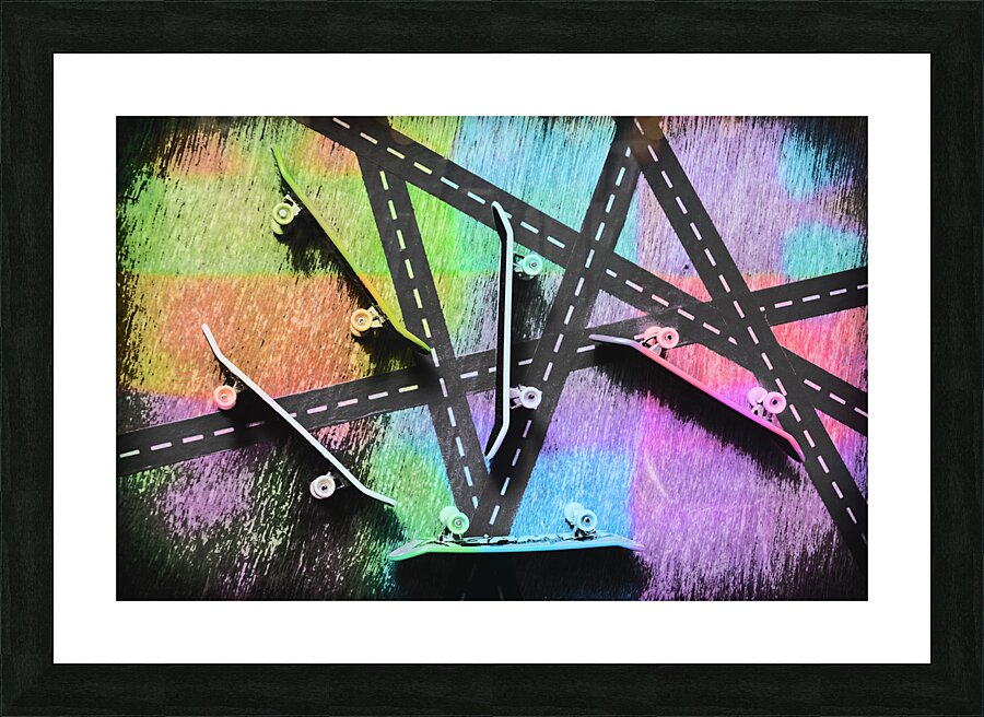 Retro skaters parade Picture Frame print