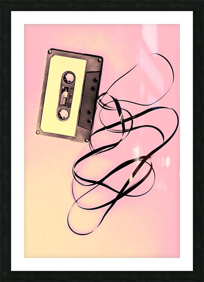 Old tape on pink background Picture Frame print