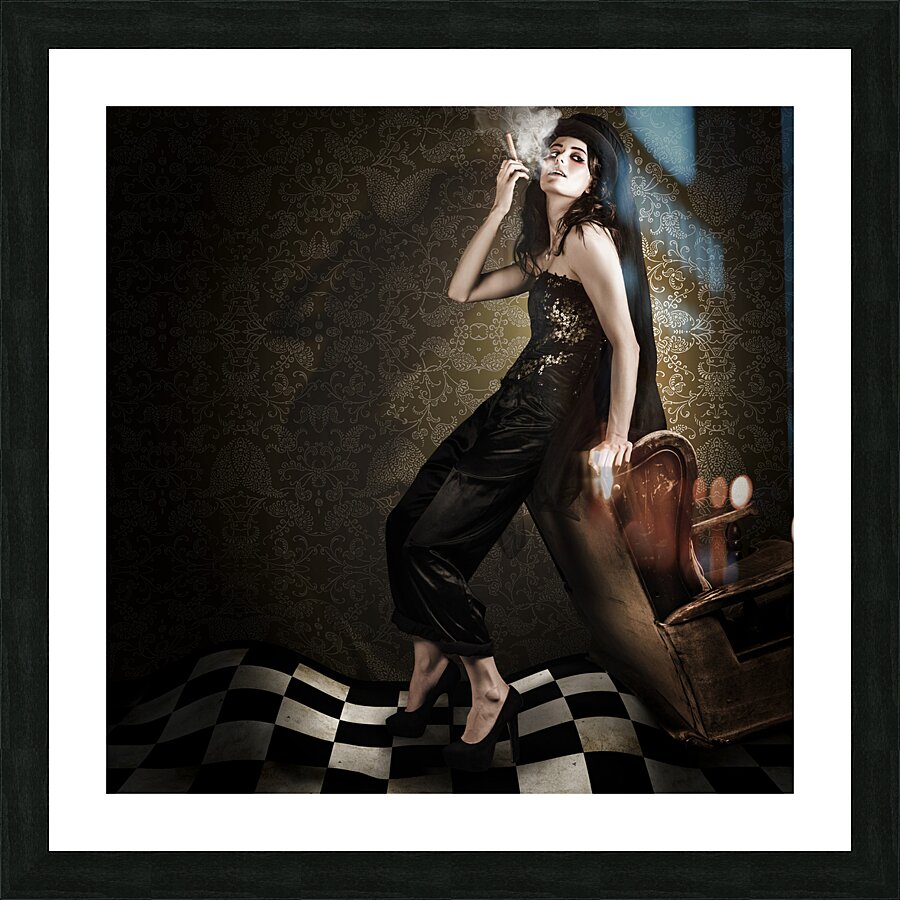 Fine Art Grunge Fashion Portrait In Dark Interior Picture Frame print