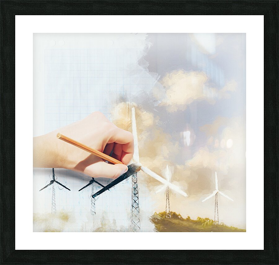 Environment engineer drafting sustainable design Picture Frame print
