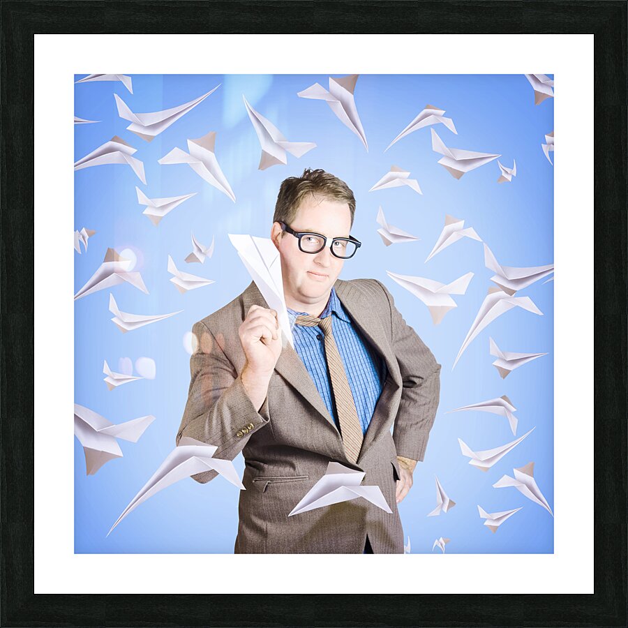 Business man on international business travel Picture Frame print