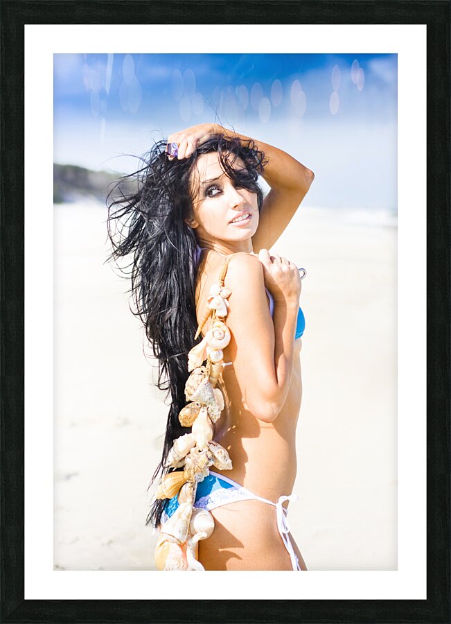 Girl Relaxing On Beach Picture Frame print