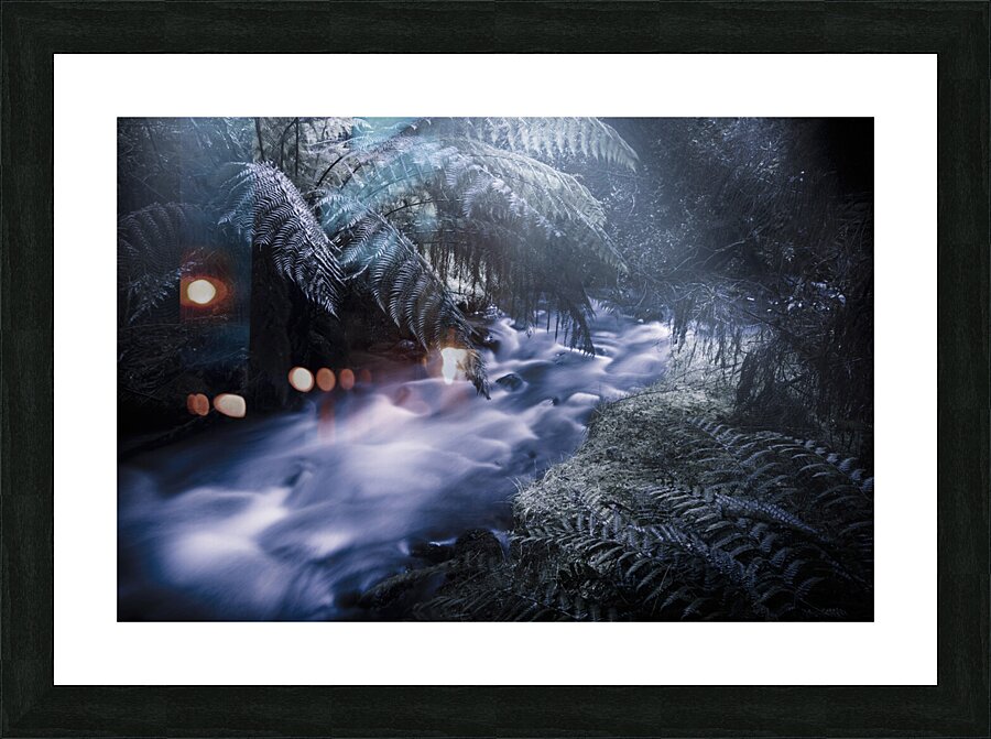Serene moonlit river Picture Frame print