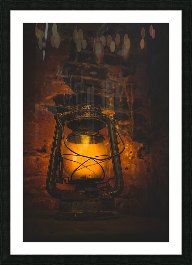 Vintage colonial lantern Picture Frame print