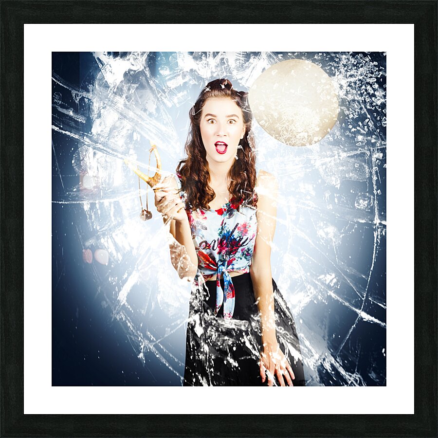 Hit and miss comic pin-up Picture Frame print