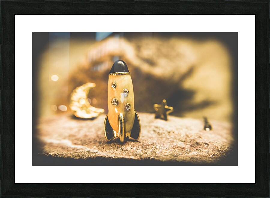 Moon rocket at space station on the dark side Picture Frame print