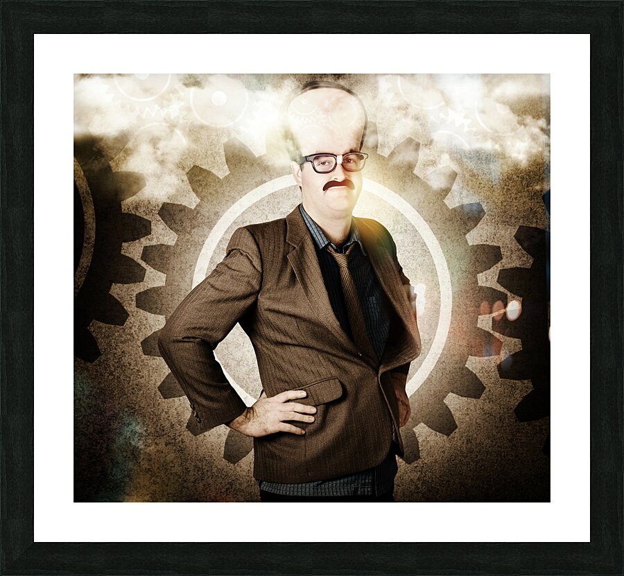 Thinking businessman with big brain Picture Frame print