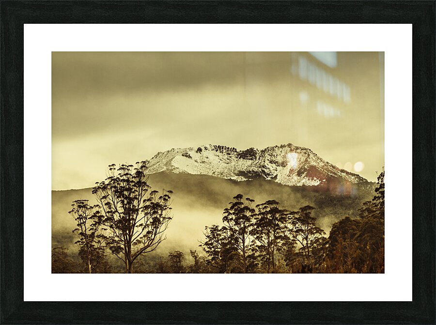 Toned view of a snowy Mount Gell Tasmania Picture Frame print