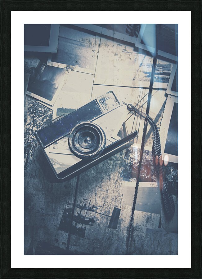 Retro camera and instant photos Picture Frame print
