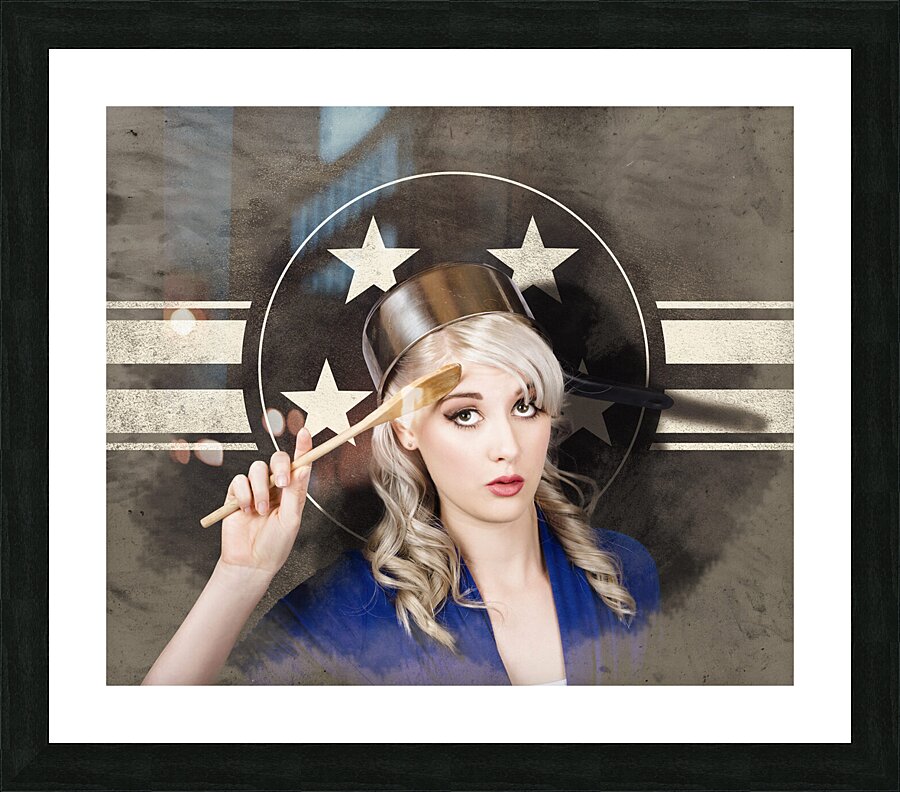 Bangers and MASH girl. Army pin up housewife Picture Frame print