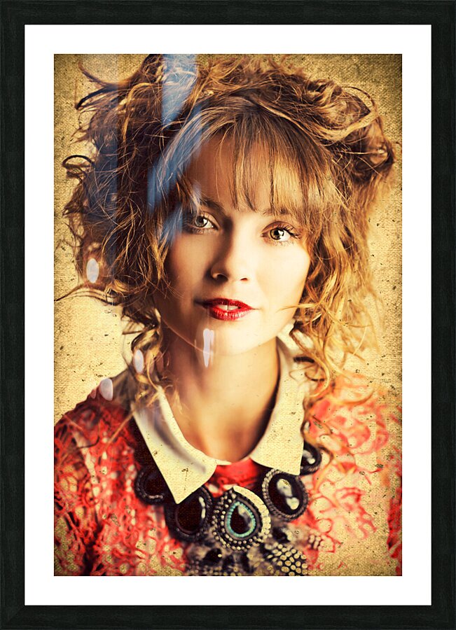 Beautiful Woman With Classic Hairstyle And Makeup Picture Frame print