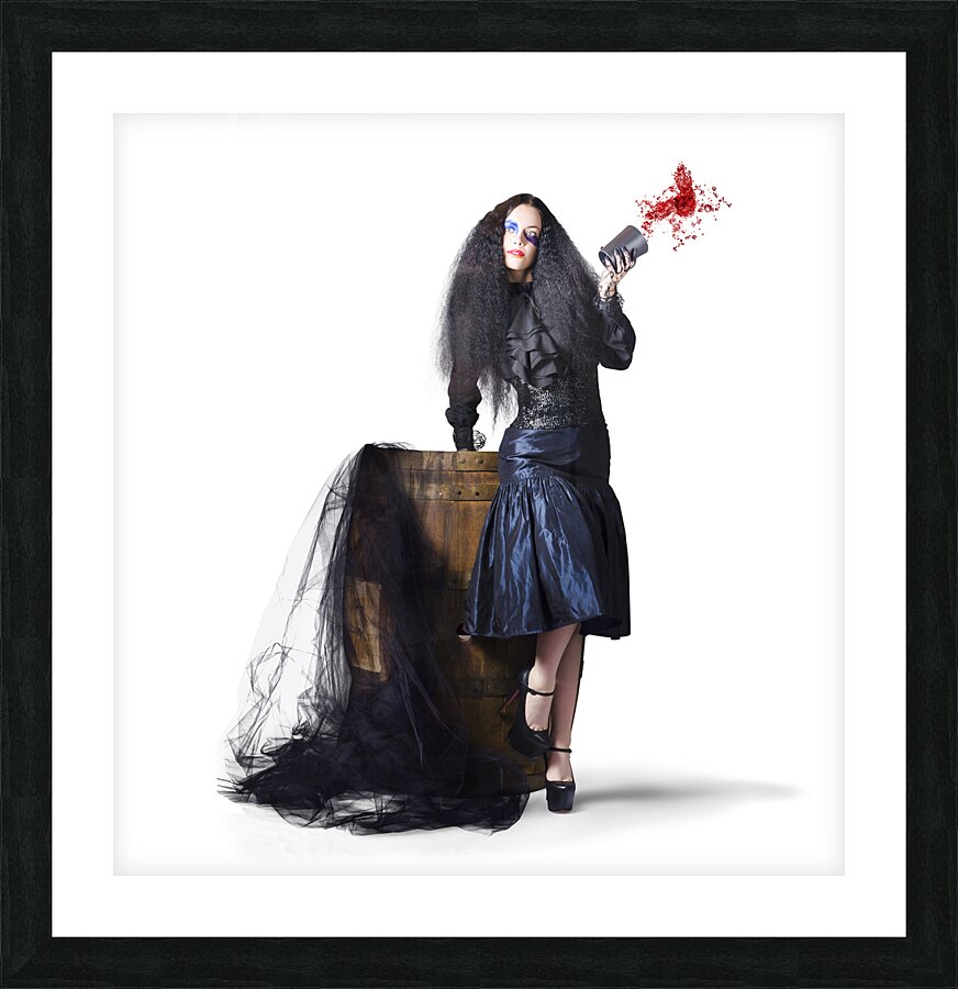 Jester with wine barrel Picture Frame print