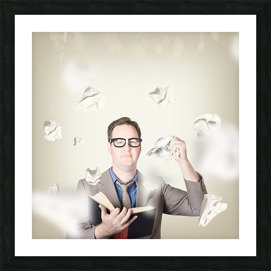 Businessman revising strategy in choice for change Picture Frame print