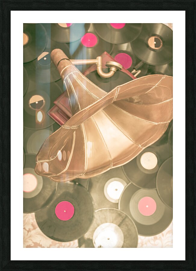 Old vinyl record gramophone Picture Frame print