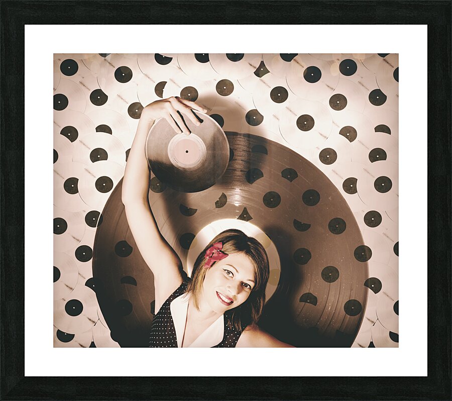Pinup DJ rocking around the clock  Picture Frame print