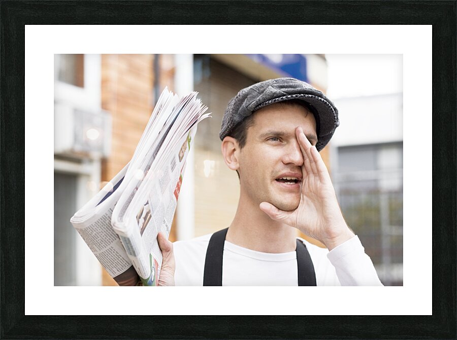 Spruiking Newspaper Boy Picture Frame print