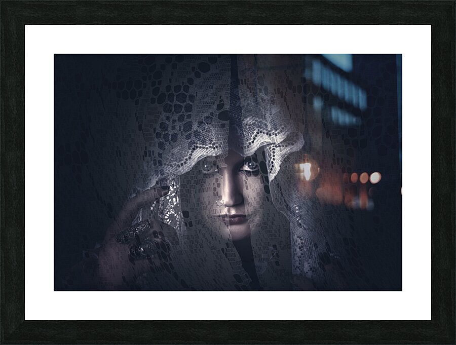 Mysterious female mystic veiled in lace secrecy  Picture Frame print