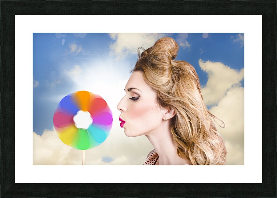 Makeup beauty girl blowing hair colors palette Picture Frame print