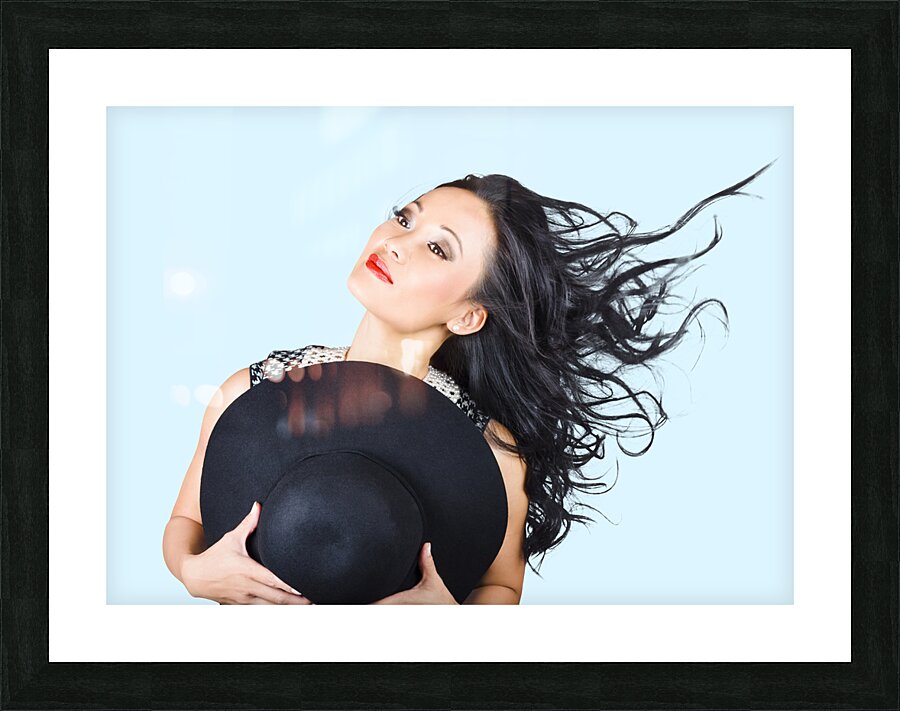 Woman posing with hat Picture Frame print