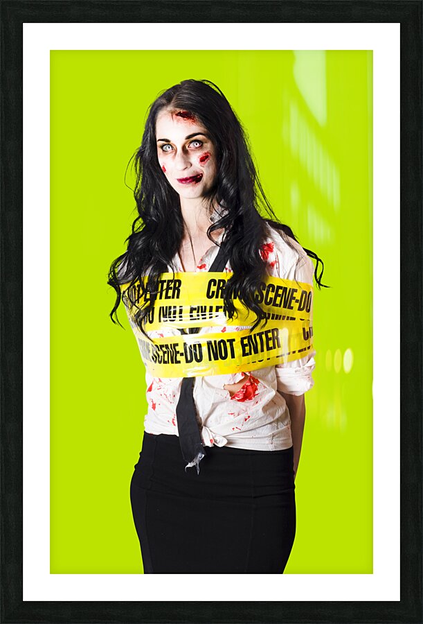Zombie woman taped up Picture Frame print