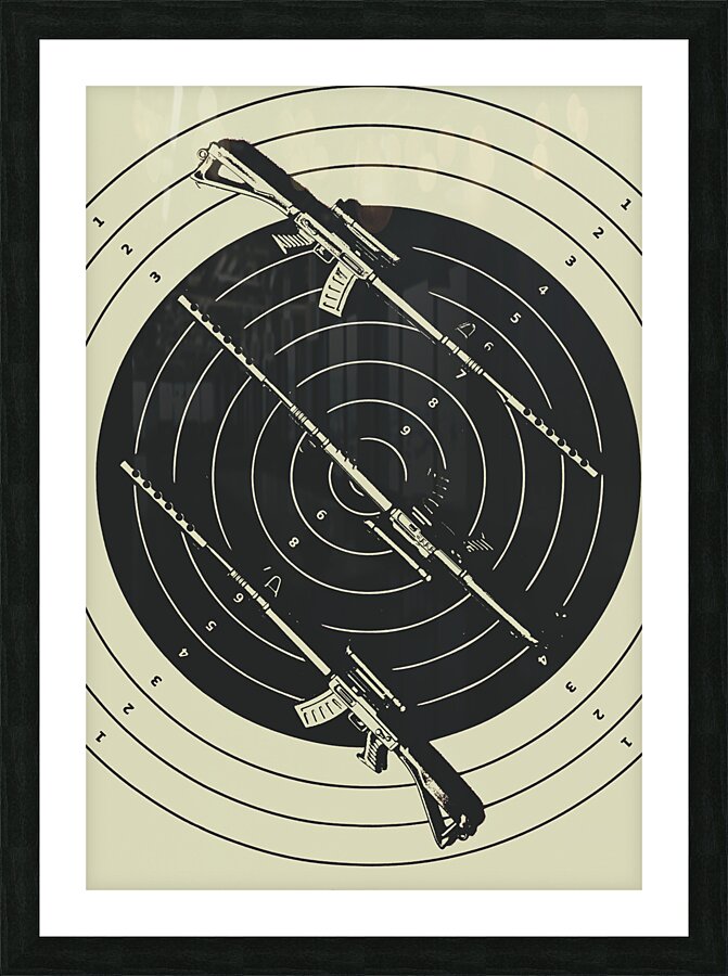 Line art rifle range Picture Frame print