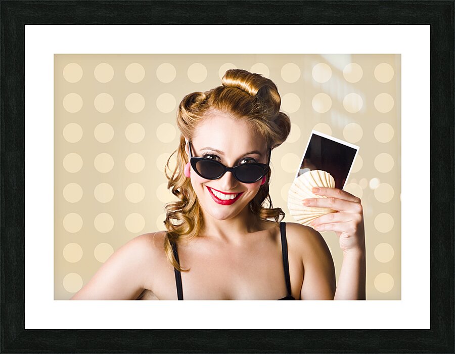 Pinup Girl Showing World Travel Holiday Photo Picture Frame print