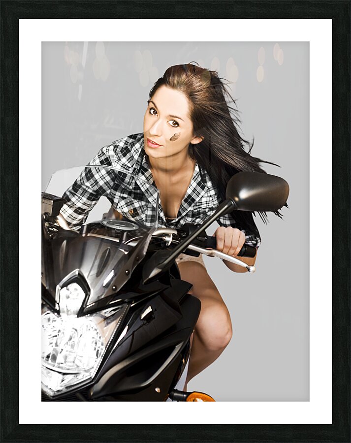 Racing Biker Woman Picture Frame print