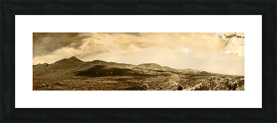 Historic Mountain Landscape In Sepia Tone Picture Frame print