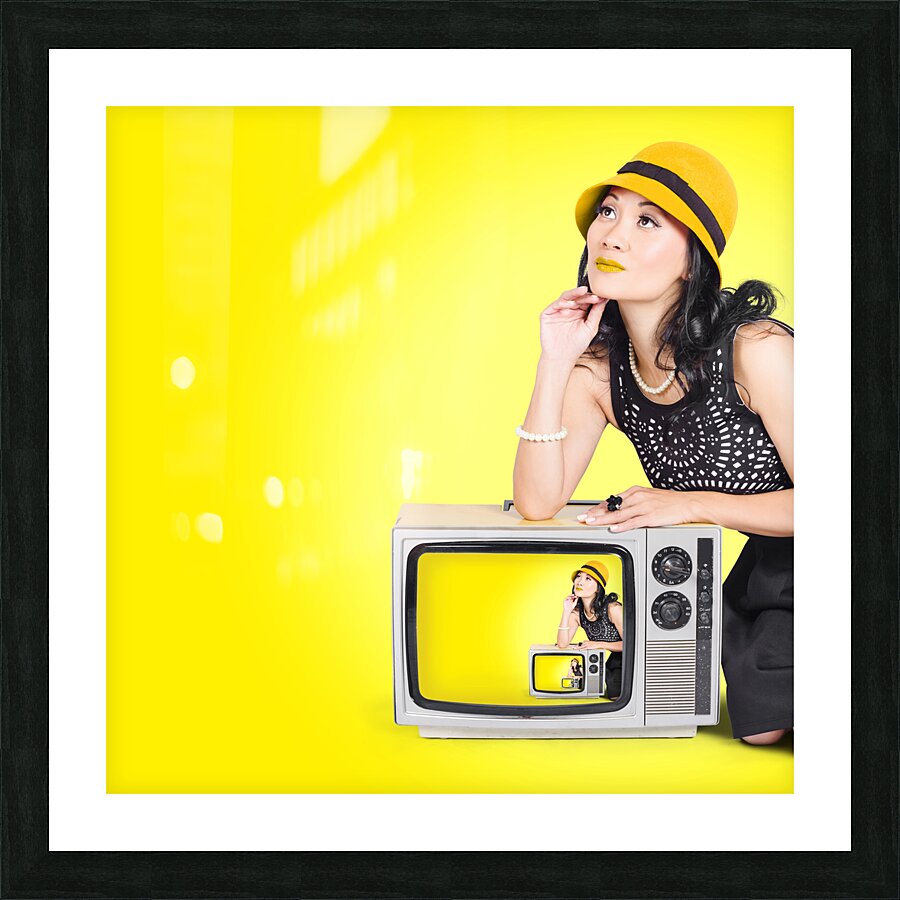 Beautiful vogue woman in vintage 50s fashion style Picture Frame print