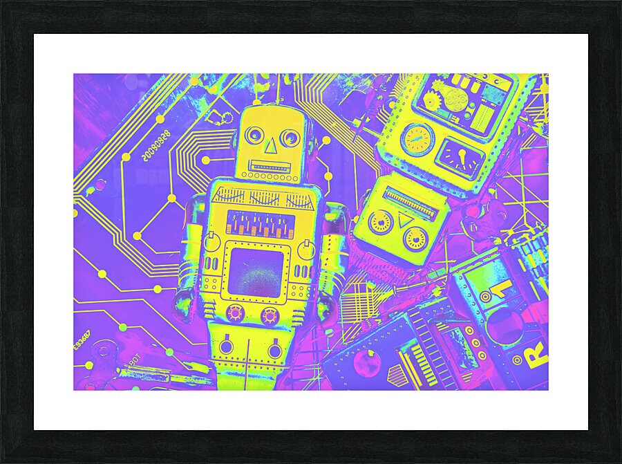 Comic circuitry robots Picture Frame print