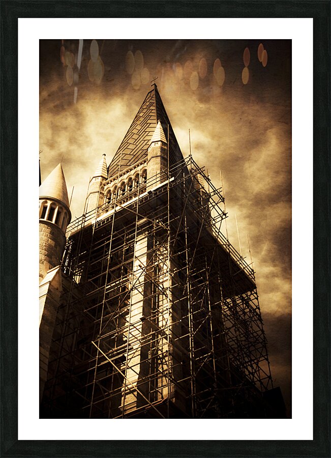Vintage Church Column Construction Picture Frame print