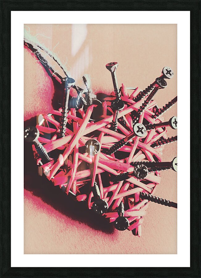 Hearts and screws Picture Frame print