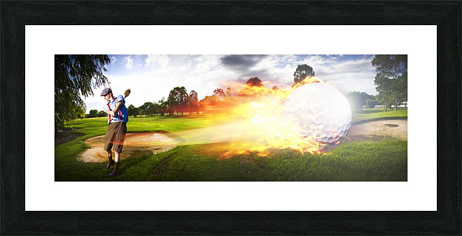 Golf Ball On Fire Picture Frame print