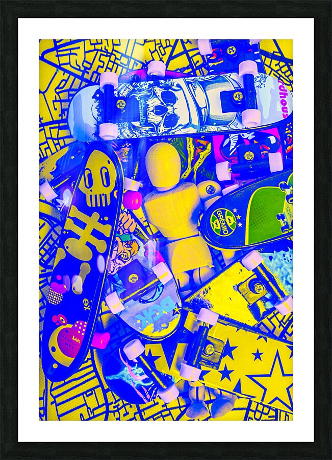 Urban skater pileup  Picture Frame print