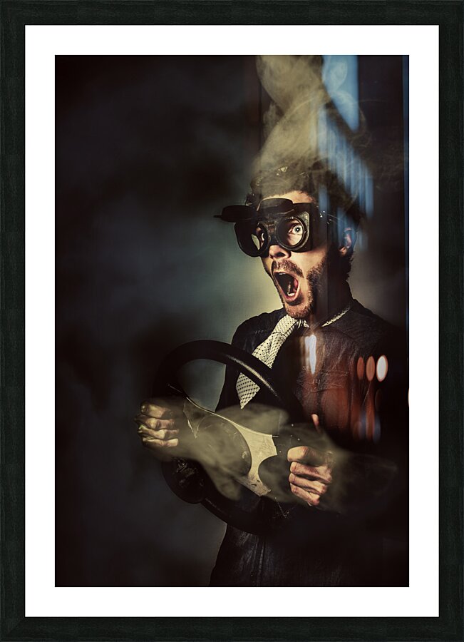Crazy speed car driver Picture Frame print