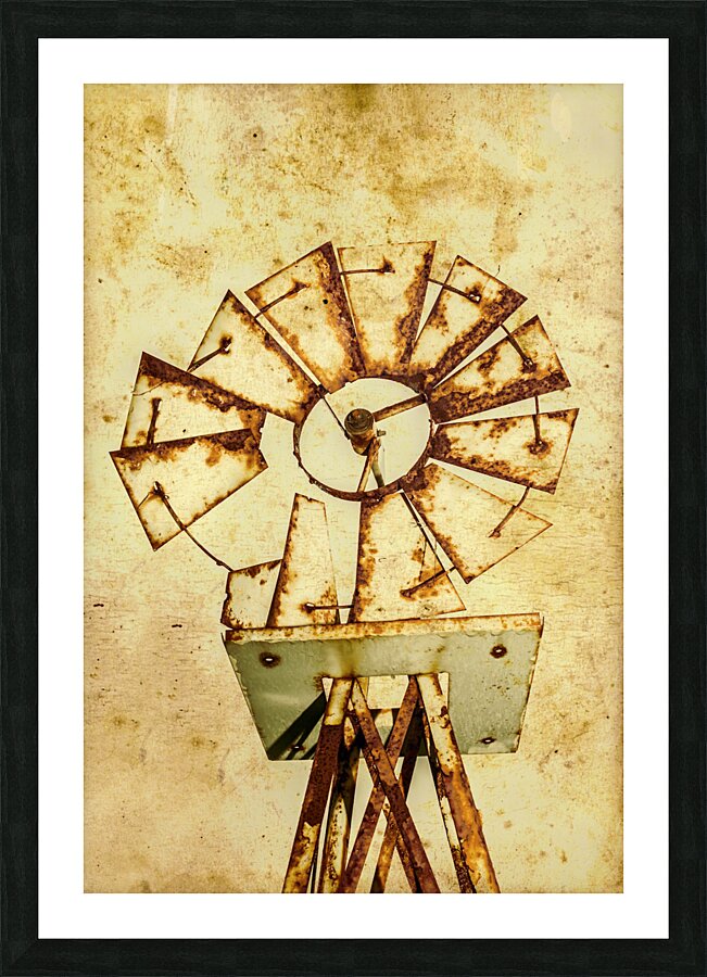Vintage Rusty Farm Windmill Picture Frame print