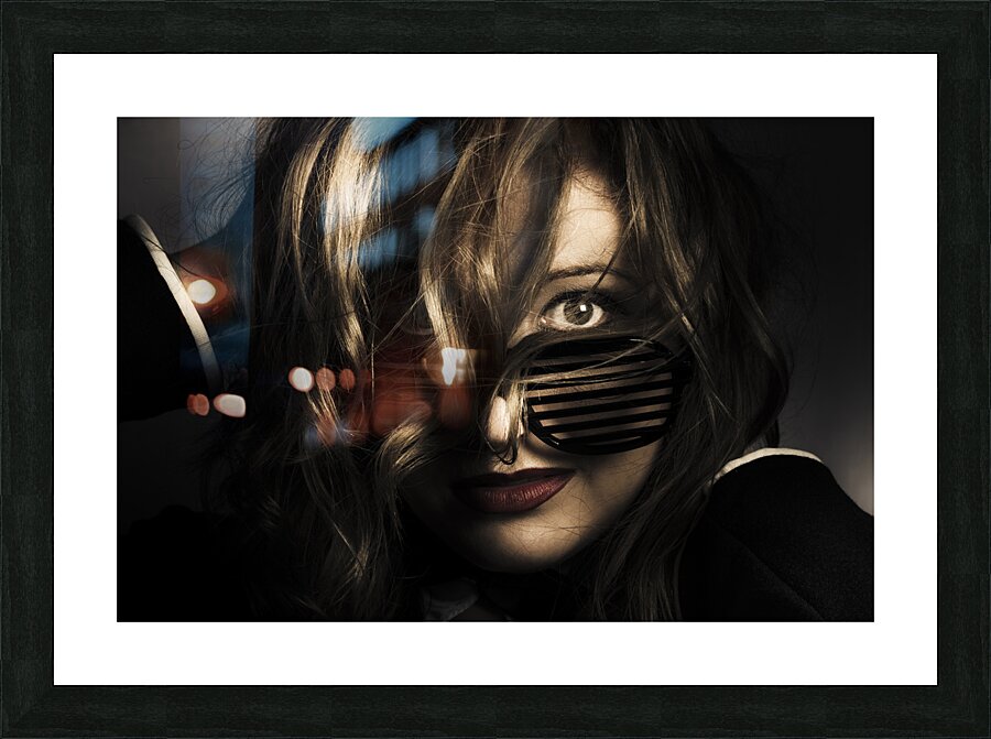 Emotive headshot on a fashionable female model Picture Frame print