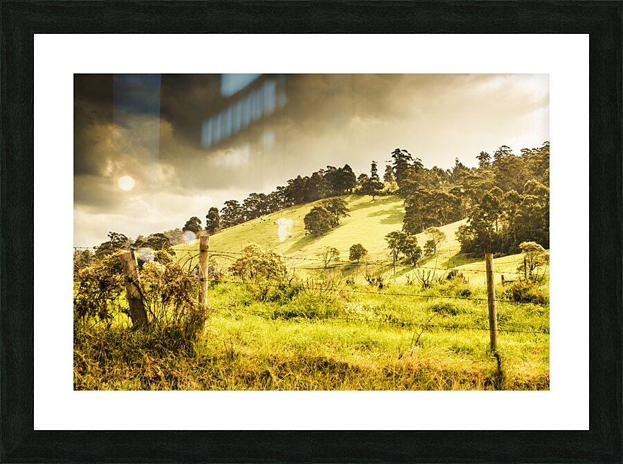 Colourful fields and farmyards Picture Frame print