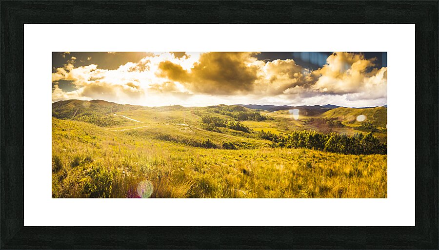 Gorgeous golden sunset field  Picture Frame print