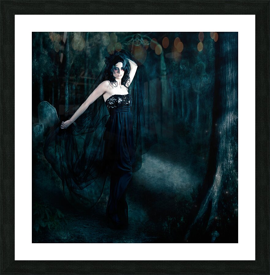 Moody portrait of an elegant mysterious woman Picture Frame print