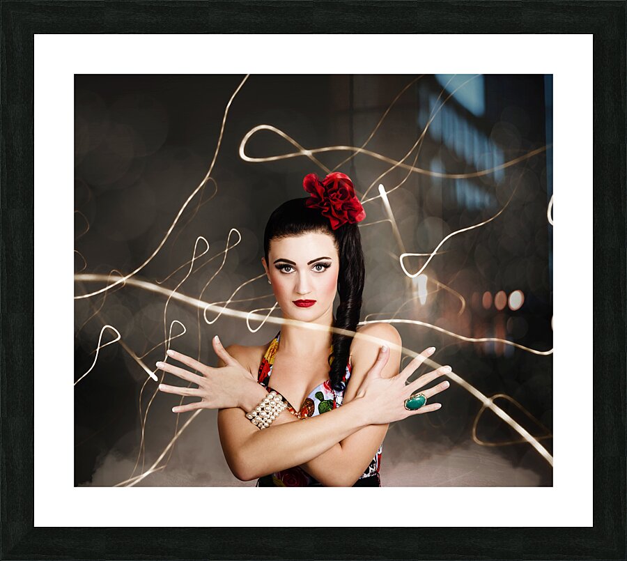 Beautiful girl in retro fashion style Picture Frame print